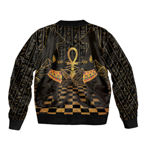 Egyptian Goddess Bastet Bomber Jacket Ancient Mythology Sacred Black Cat