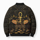 Egyptian Goddess Bastet Bomber Puffer Jacket Ancient Mythology Sacred Black Cat