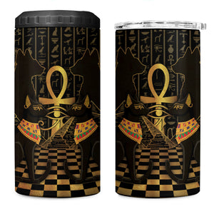 Egyptian Goddess Bastet 4 in 1 Can Cooler Tumbler Ancient Mythology Sacred Black Cat