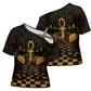 Egyptian Goddess Bastet Cross Shoulder Shirt Ancient Mythology Sacred Black Cat