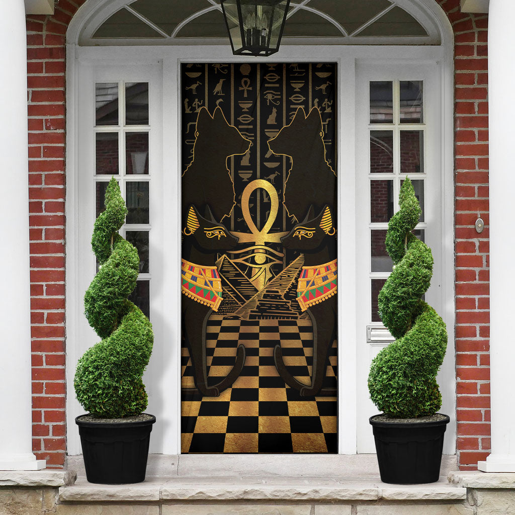 Egyptian Goddess Bastet Door Cover Ancient Mythology Sacred Black Cat