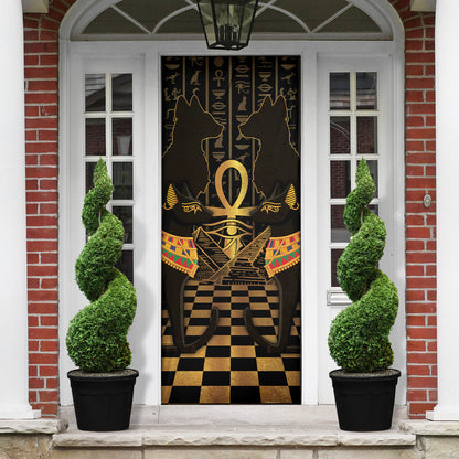 Egyptian Goddess Bastet Door Cover Ancient Mythology Sacred Black Cat