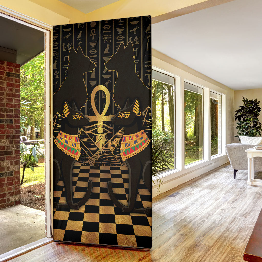 Egyptian Goddess Bastet Door Cover Ancient Mythology Sacred Black Cat