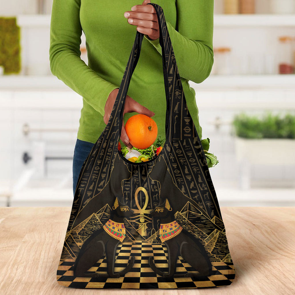 Egyptian Goddess Bastet Grocery Bag Ancient Mythology Sacred Black Cat
