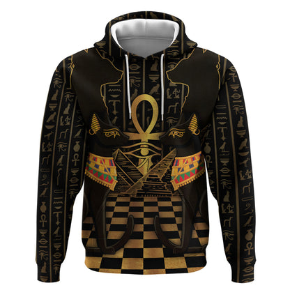 Egyptian Goddess Bastet Hoodie Ancient Mythology Sacred Black Cat