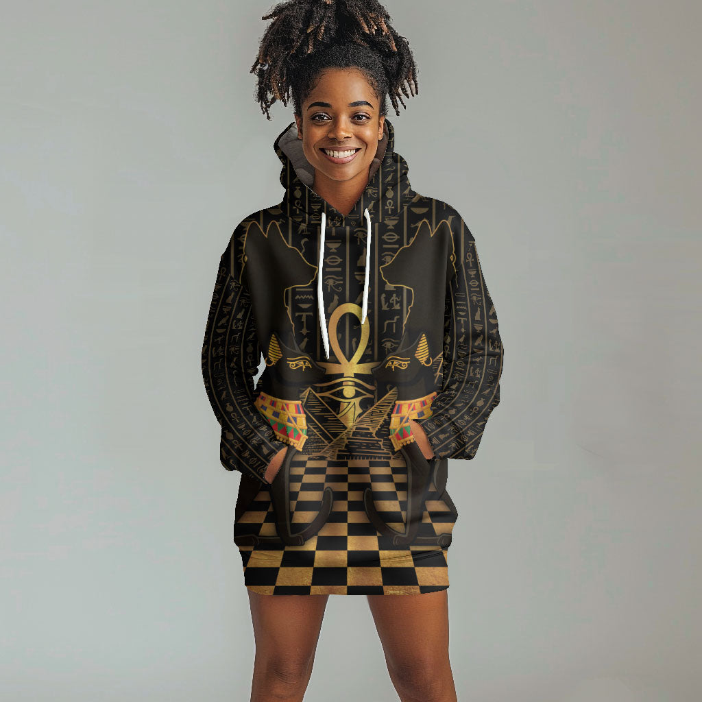 Egyptian Goddess Bastet Hoodie Dress Ancient Mythology Sacred Black Cat