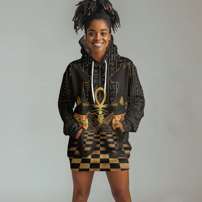 Egyptian Goddess Bastet Hoodie Dress Ancient Mythology Sacred Black Cat