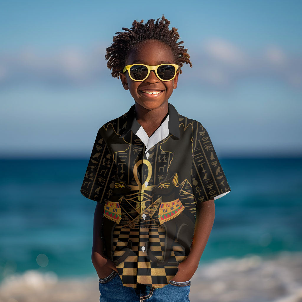 Egyptian Goddess Bastet Kid Hawaiian Shirt Ancient Mythology Sacred Black Cat