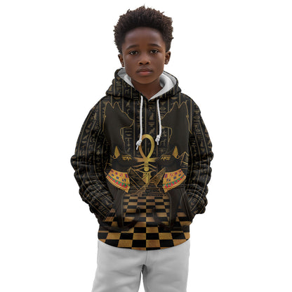 Egyptian Goddess Bastet Kid Hoodie Ancient Mythology Sacred Black Cat