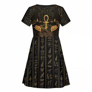 Egyptian Goddess Bastet Kid Short Sleeve Dress Ancient Mythology Sacred Black Cat