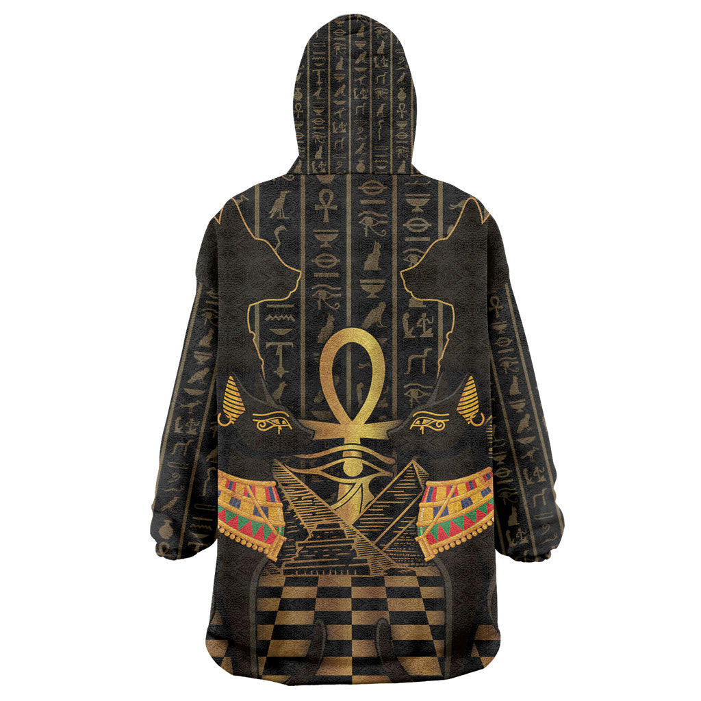 Egyptian Goddess Bastet Kid Wearable Blanket Hoodie Ancient Mythology Sacred Black Cat