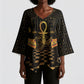 Egyptian Goddess Bastet Kimono Sleeve Blouse Ancient Mythology Sacred Black Cat