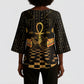 Egyptian Goddess Bastet Kimono Sleeve Blouse Ancient Mythology Sacred Black Cat