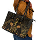 Egyptian Goddess Bastet Leather Tote Bag Ancient Mythology Sacred Black Cat