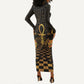 Egyptian Goddess Bastet Long Sleeve Bodycon Dress Ancient Mythology Sacred Black Cat