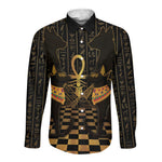 Egyptian Goddess Bastet Long Sleeve Button Shirt Ancient Mythology Sacred Black Cat