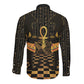 Egyptian Goddess Bastet Long Sleeve Button Shirt Ancient Mythology Sacred Black Cat