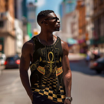 Egyptian Goddess Bastet Men Tank Top Ancient Mythology Sacred Black Cat