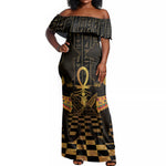 Egyptian Goddess Bastet Off Shoulder Maxi Dress Ancient Mythology Sacred Black Cat