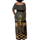 Egyptian Goddess Bastet Off Shoulder Maxi Dress Ancient Mythology Sacred Black Cat