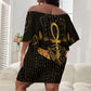 Egyptian Goddess Bastet Off Shoulder Short Dress Ancient Mythology Sacred Black Cat
