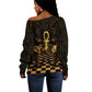 Egyptian Goddess Bastet Off Shoulder Sweater Ancient Mythology Sacred Black Cat