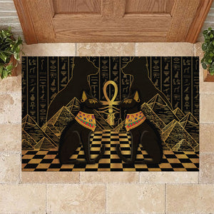 Egyptian Goddess Bastet Rubber Doormat Ancient Mythology Sacred Black Cat