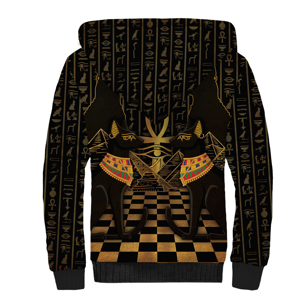 Egyptian Goddess Bastet Sherpa Hoodie Ancient Mythology Sacred Black Cat