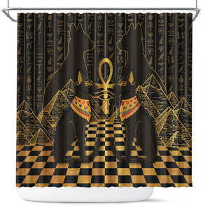 Egyptian Goddess Bastet Shower Curtain Ancient Mythology Sacred Black Cat
