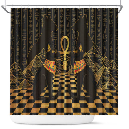 Egyptian Goddess Bastet Shower Curtain Ancient Mythology Sacred Black Cat