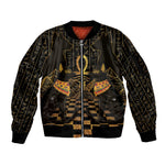 Egyptian Goddess Bastet Sleeve Zip Bomber Jacket Ancient Mythology Sacred Black Cat