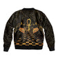 Egyptian Goddess Bastet Sleeve Zip Bomber Jacket Ancient Mythology Sacred Black Cat