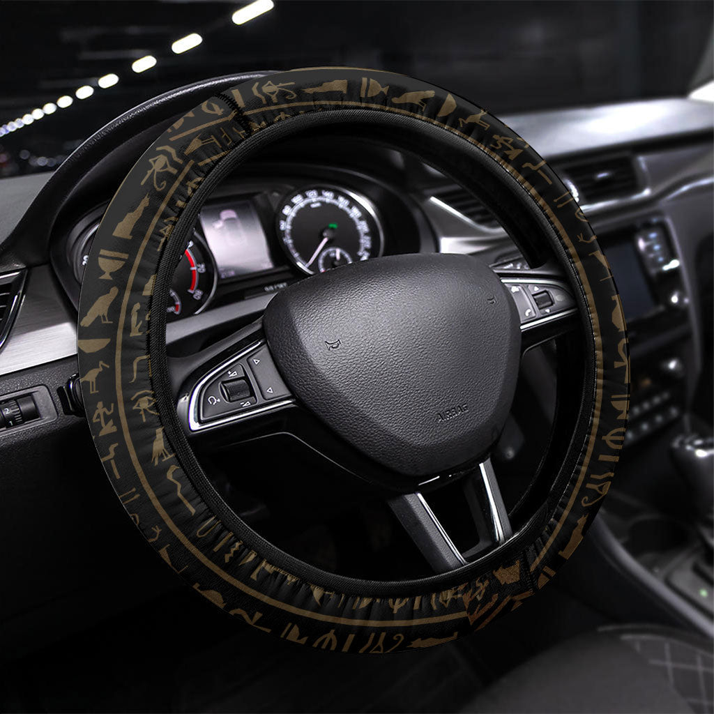 Egyptian Goddess Bastet Steering Wheel Cover Ancient Mythology Sacred Black Cat
