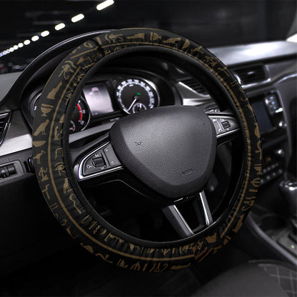 Egyptian Goddess Bastet Steering Wheel Cover Ancient Mythology Sacred Black Cat