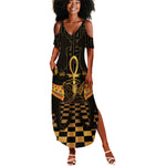 Egyptian Goddess Bastet Summer Maxi Dress Ancient Mythology Sacred Black Cat