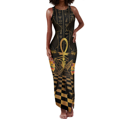 Egyptian Goddess Bastet Tank Maxi Dress Ancient Mythology Sacred Black Cat