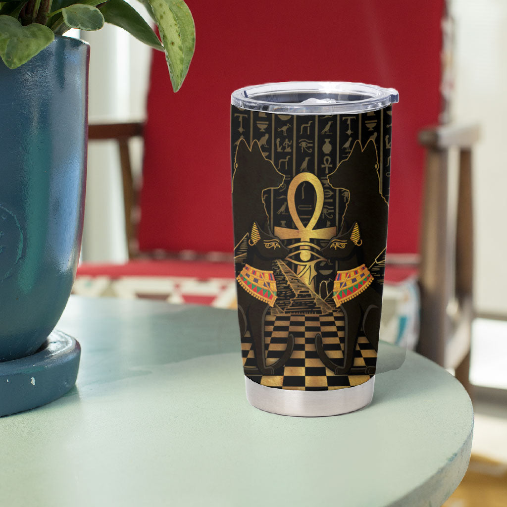 Egyptian Goddess Bastet Tumbler Cup Ancient Mythology Sacred Black Cat