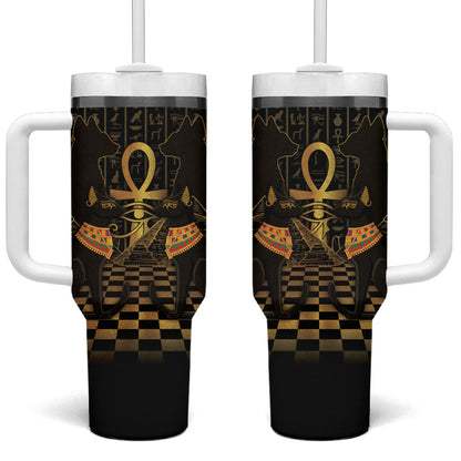 Egyptian Goddess Bastet Tumbler With Handle Ancient Mythology Sacred Black Cat
