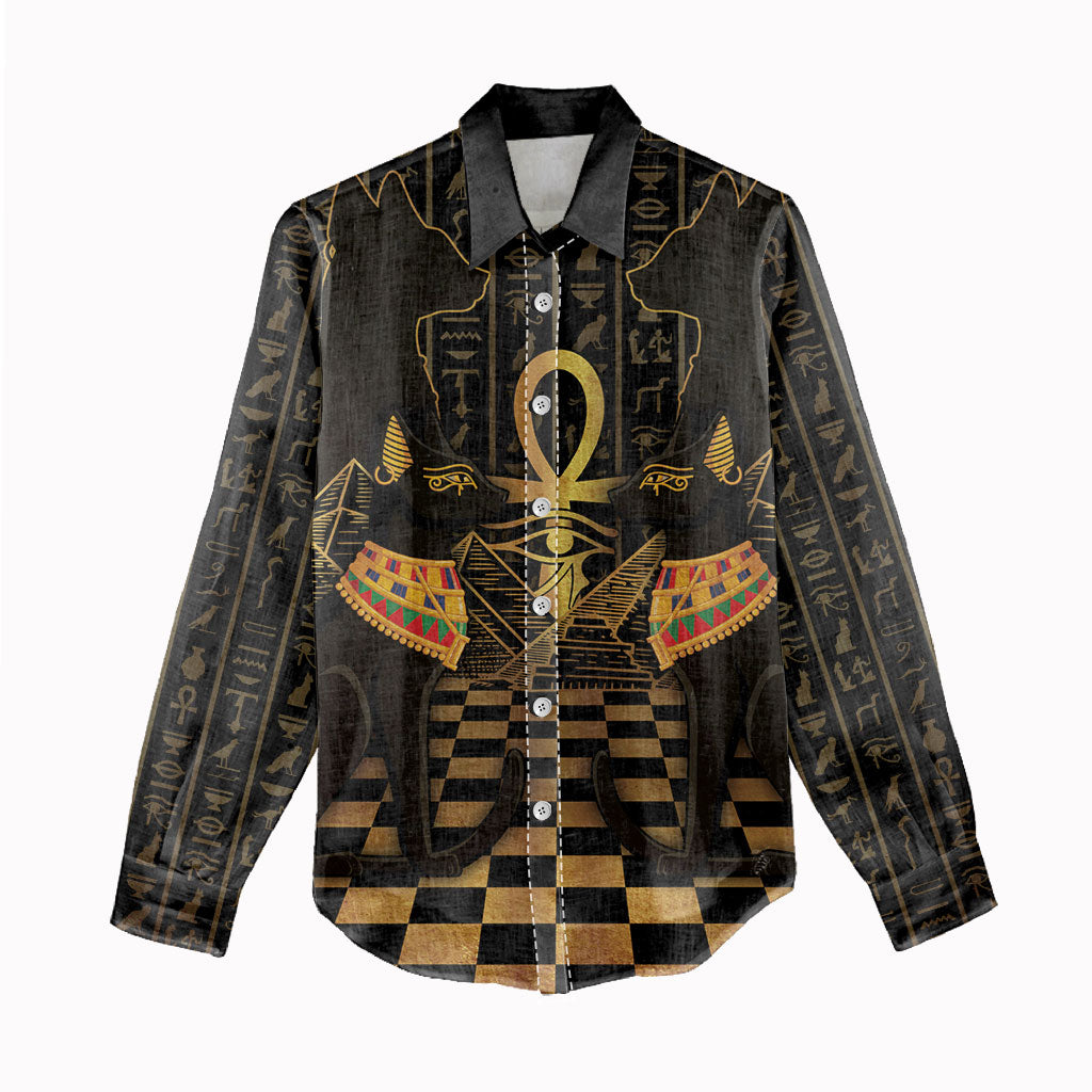 Egyptian Goddess Bastet Women Casual Shirt Ancient Mythology Sacred Black Cat