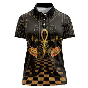 Egyptian Goddess Bastet Women Polo Shirt Ancient Mythology Sacred Black Cat