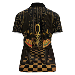 Egyptian Goddess Bastet Women Polo Shirt Ancient Mythology Sacred Black Cat