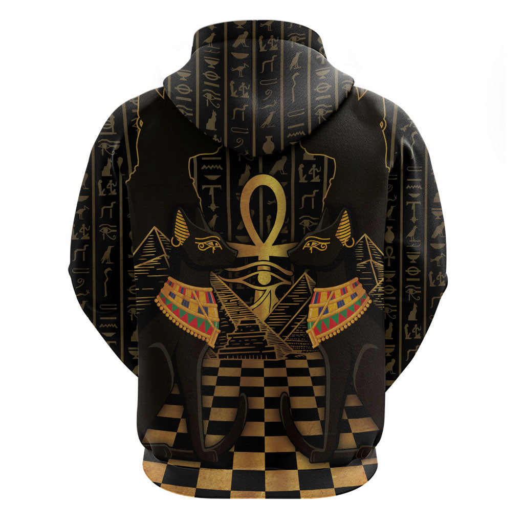 Egyptian Goddess Bastet Zip Hoodie Ancient Mythology Sacred Black Cat
