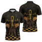 Egyptian Goddess Bastet Zipper Polo Shirt Ancient Mythology Sacred Black Cat