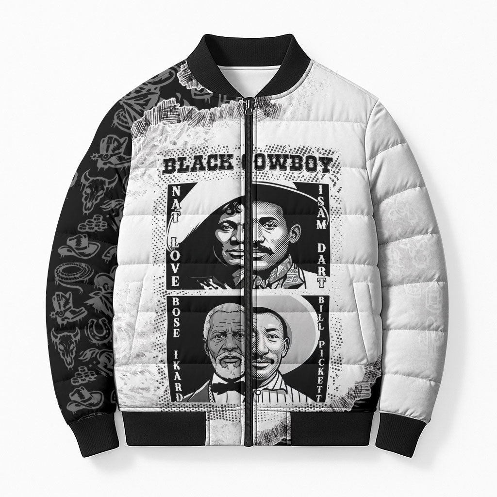 Black Cowboy Bomber Puffer Jacket African American Black History Unique Style