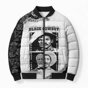 Black Cowboy Bomber Puffer Jacket African American Black History Unique Style