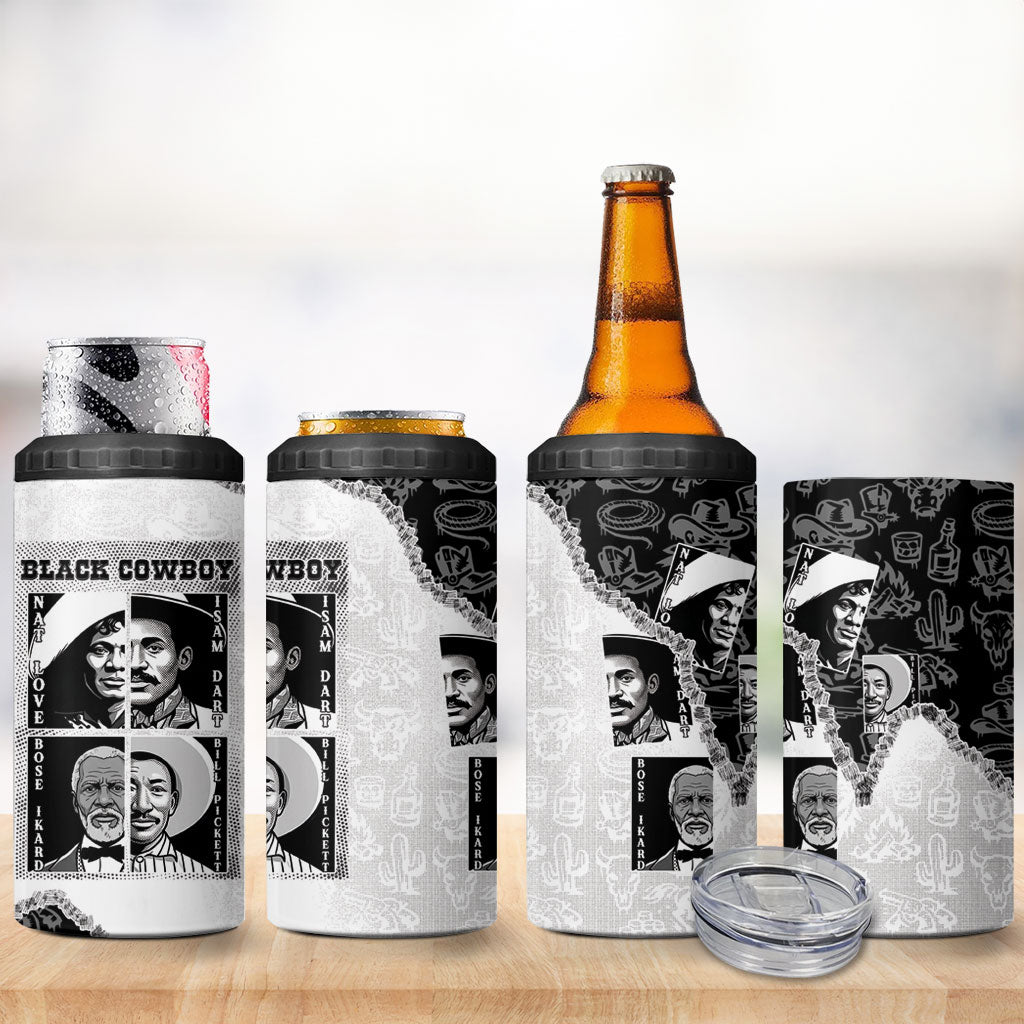 Black Cowboy 4 in 1 Can Cooler Tumbler African American Black History Unique Style