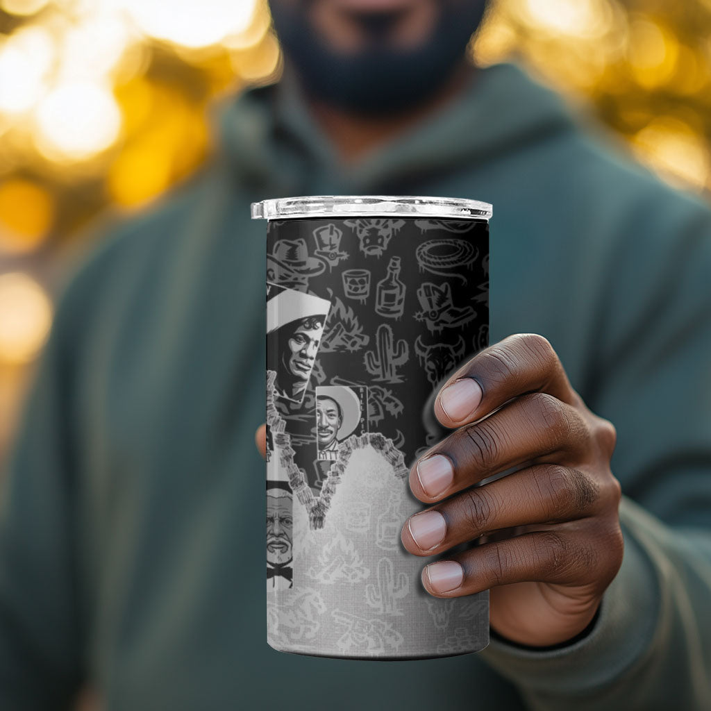 Black Cowboy 4 in 1 Can Cooler Tumbler African American Black History Unique Style