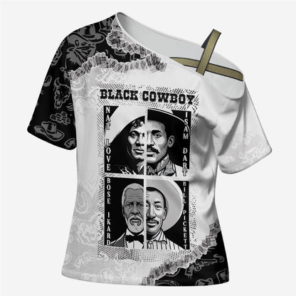 Black Cowboy Cross Shoulder Shirt African American Black History Unique Style