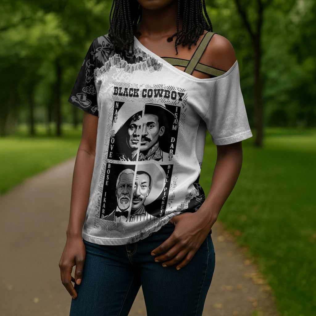 Black Cowboy Cross Shoulder Shirt African American Black History Unique Style