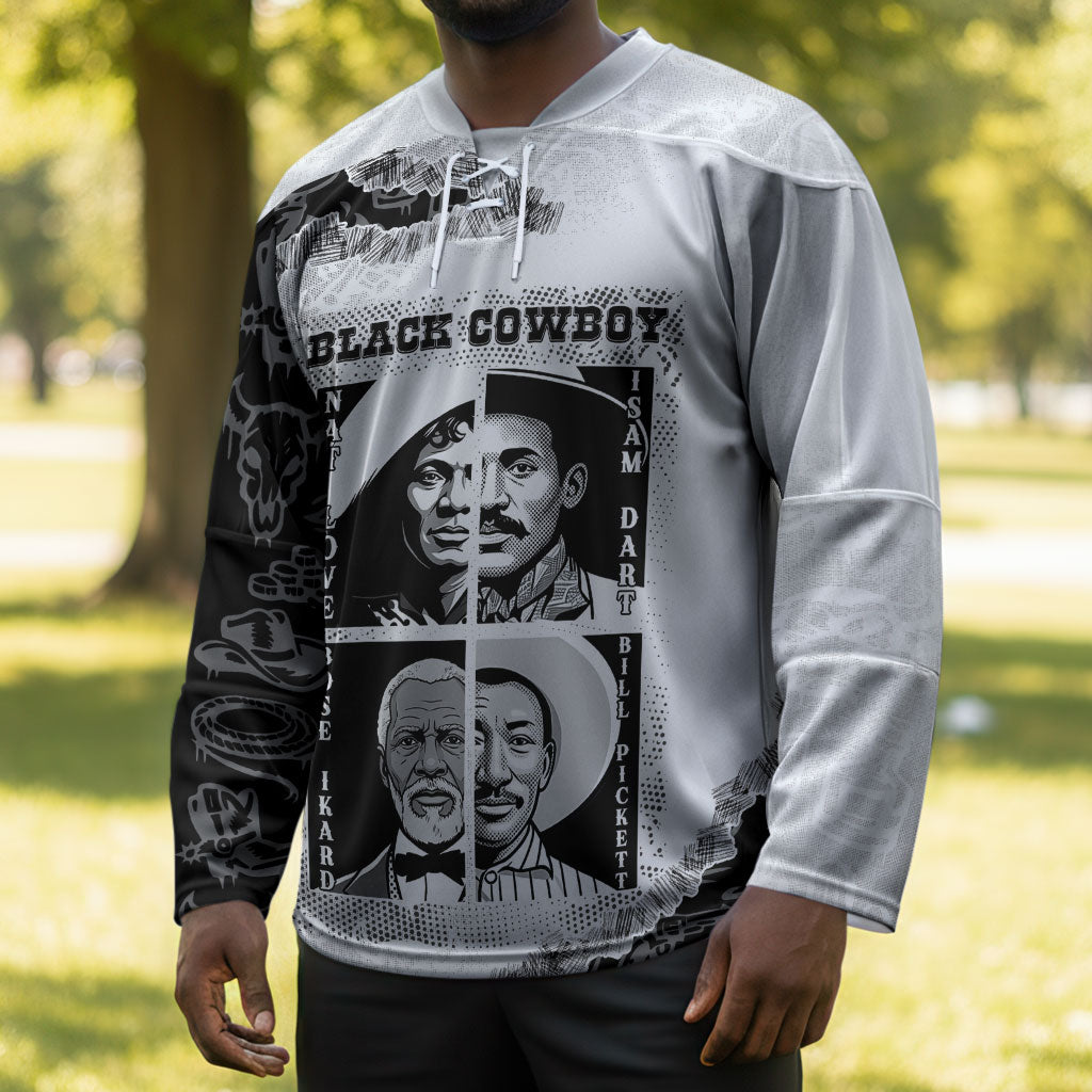 Black Cowboy Hockey Jersey African American Black History Unique Style